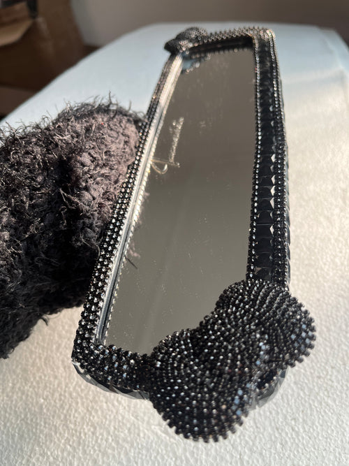 Bow (double) Black car rear view mirror cover decor