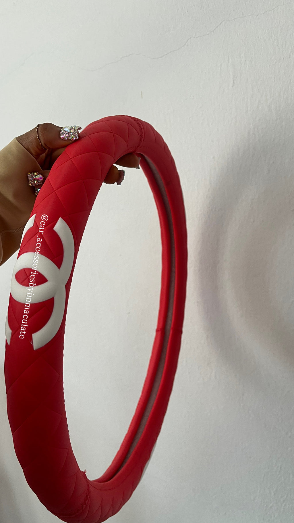 Cc (Red and white) car steering wheel
