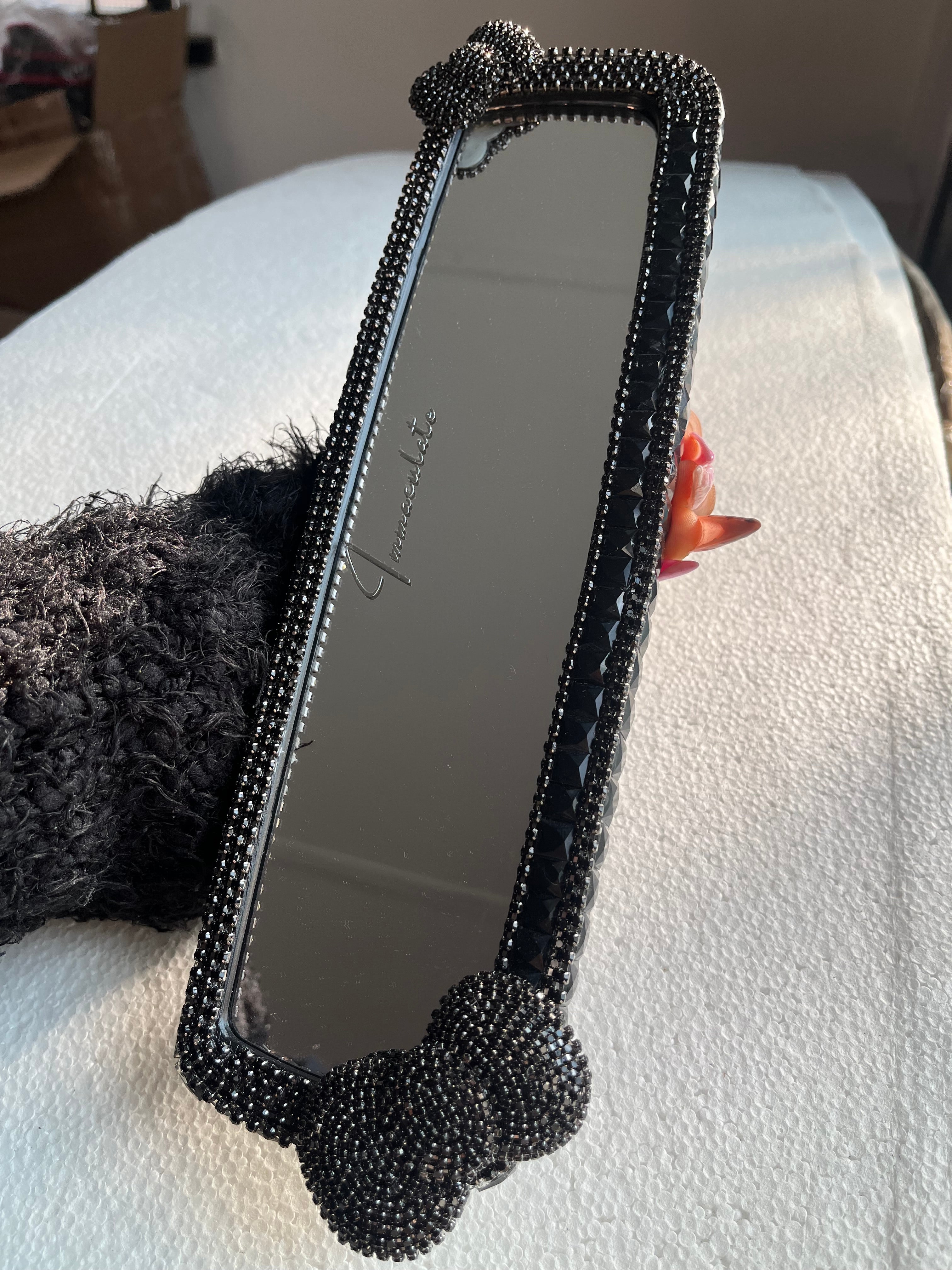 Bow (double) Black car rear view mirror cover decor