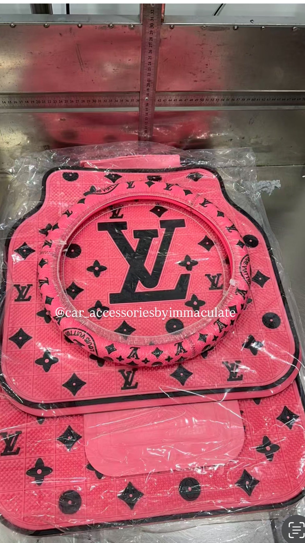 LV monogram (custom peach pink) car mats (5pcs)