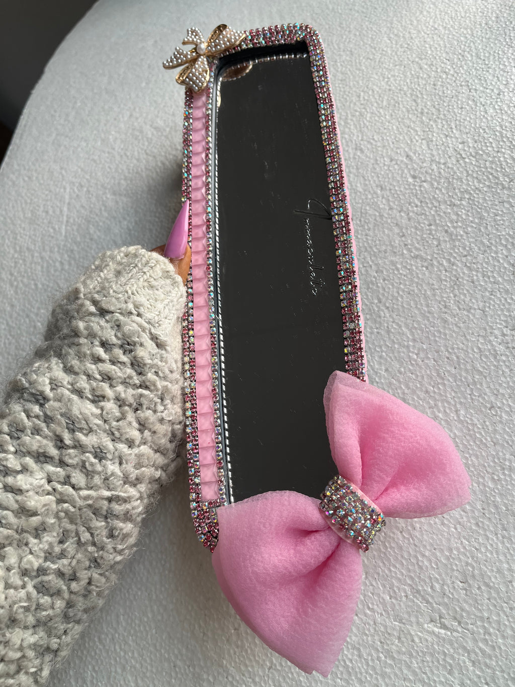 Ribbon 🎀 (Pink) Diamond encrusted car rear view mirror cover decor