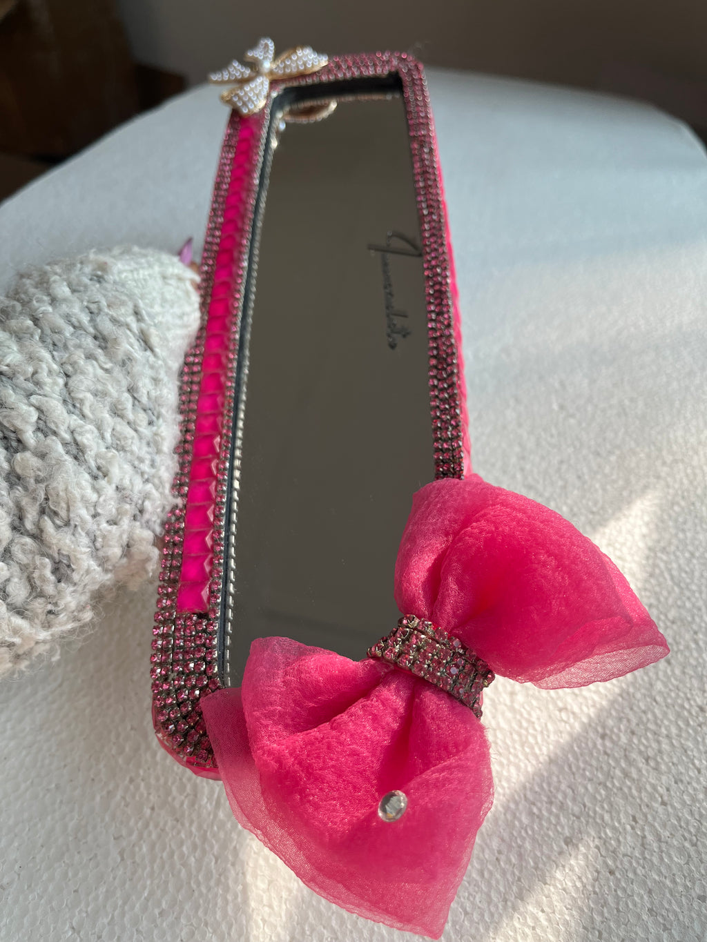 Ribbon🎀 (Hot Pink) Diamond encrusted car rear view mirror cover